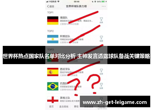 世界杯热点国家队名单对比分析 主帅发言透露球队备战关键策略